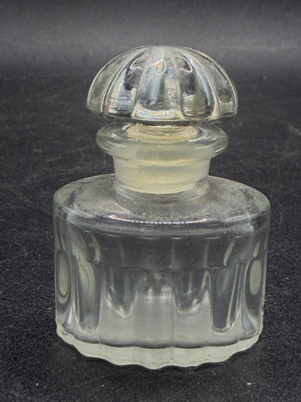 Balenciaga 1950s Vintage Glass Perfume Scent Bottle Mini Lidded Glass Vessel